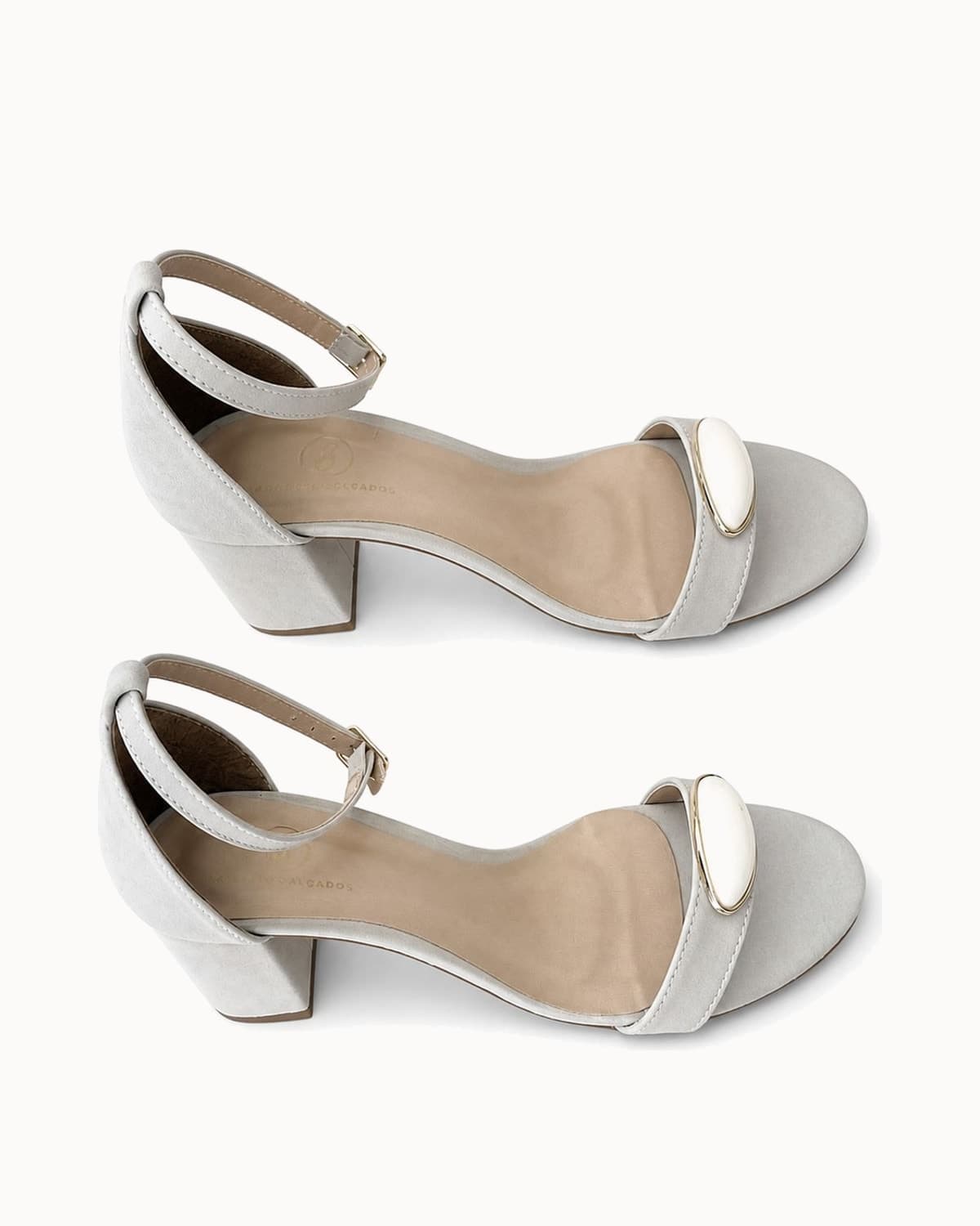 Sandália Salto Bloco Suede Branco